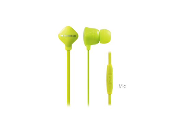 ZUMREED ZHP-120S Lime Yellow Canal Type Earphones